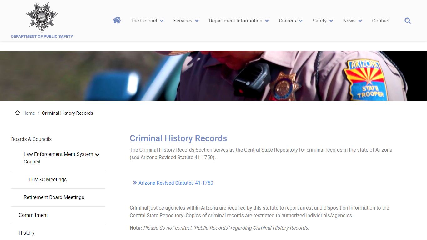 Criminal History Records | Department of Public Safety